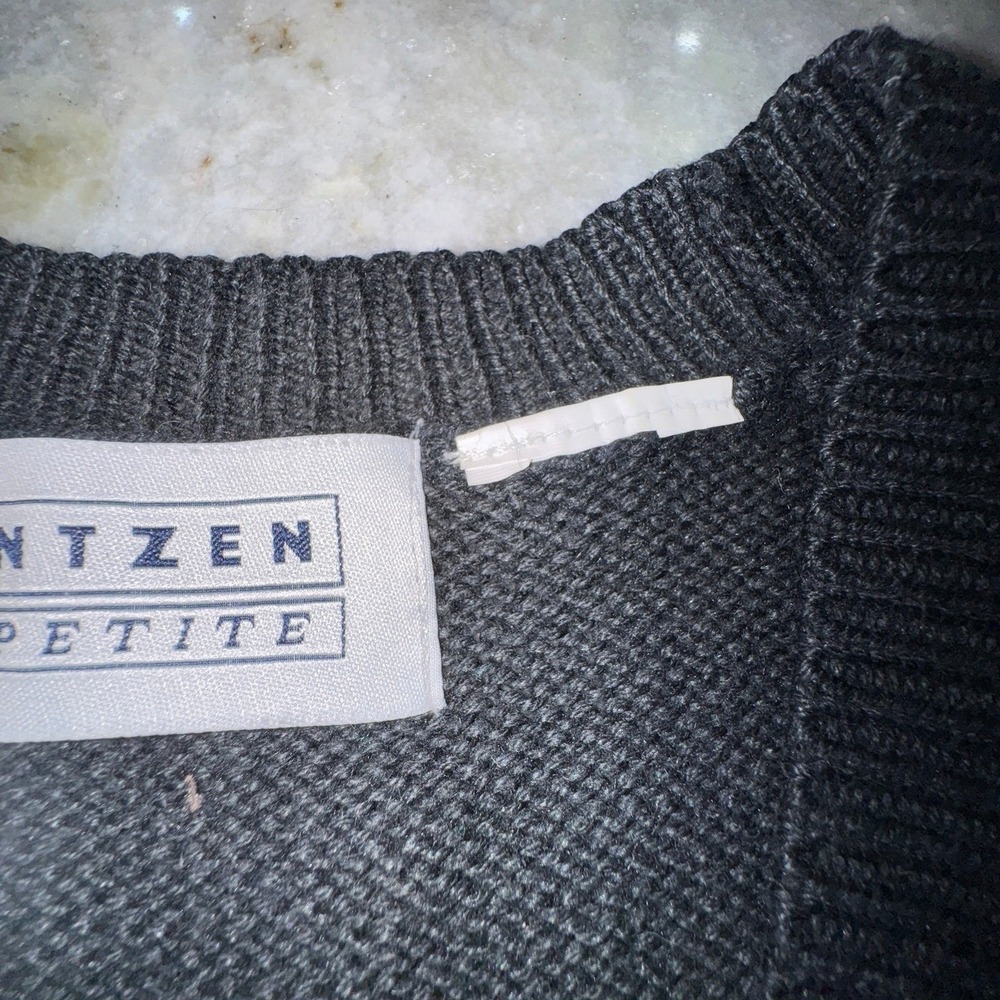 Vintage Jantzen Large Knit Sweater Vest Crochet Embroidered Floral Black - Picture 4 of 8
